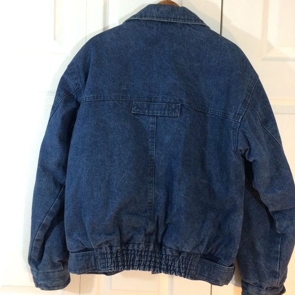 80s 90s denim puffer jacket quilted lining M - Picture 4 of 8